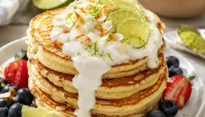 Coconut Flour Pancakes with Lime-Coconut Cream