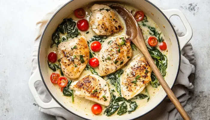 Slow Cooker Creamy Tuscan Garlic Chicken