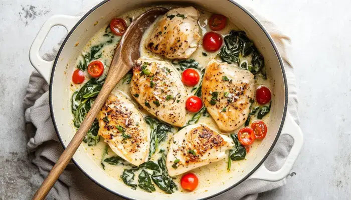Creamy Tuscan Garlic Chicken Slow Cooker Dinner