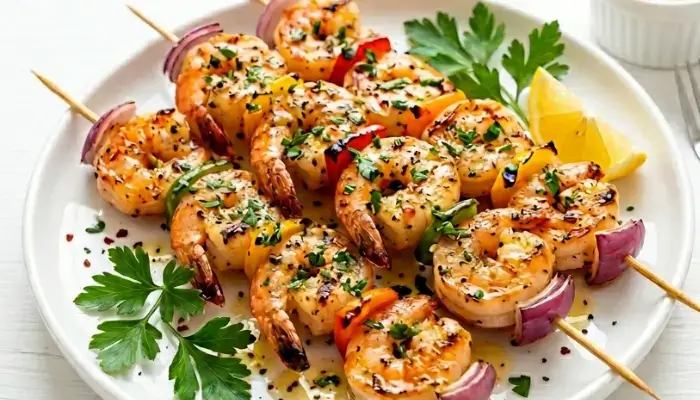 Quick Garlic Butter Shrimp Skewers Keto