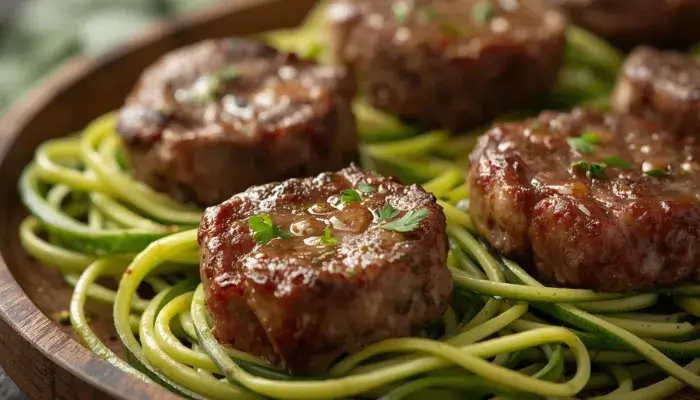 Garlic Butter Steak Bites with Zucchini Noodles