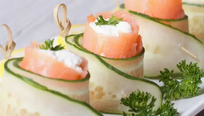 Smoked Salmon and Cucumber Cream Cheese Rolls